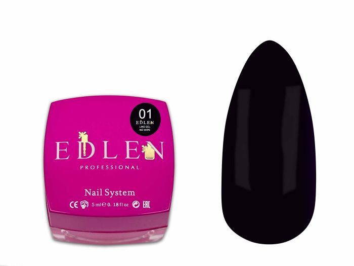 Гель-краска  Edlen Line gel no wipe Black черная 5г