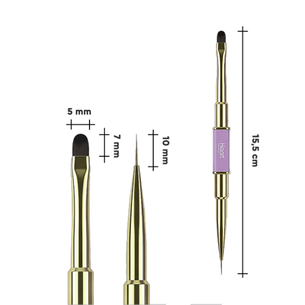 Кисть для геля двойная Heart Pro Duo 6 овал+лайнер 10мм