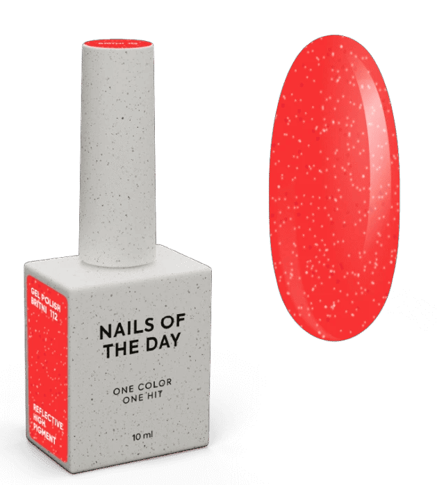 Гель-лак NailsOfTheDay 112 Britni  яскраво–алий зі світловідбиваючим шимером 10мл