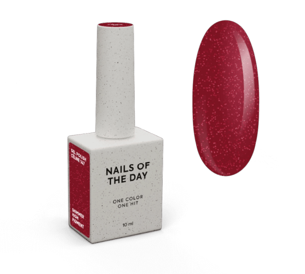Гель-лак NailsOfTheDay 147 Céline  темно–червоний з червоними блискітками  10мл
