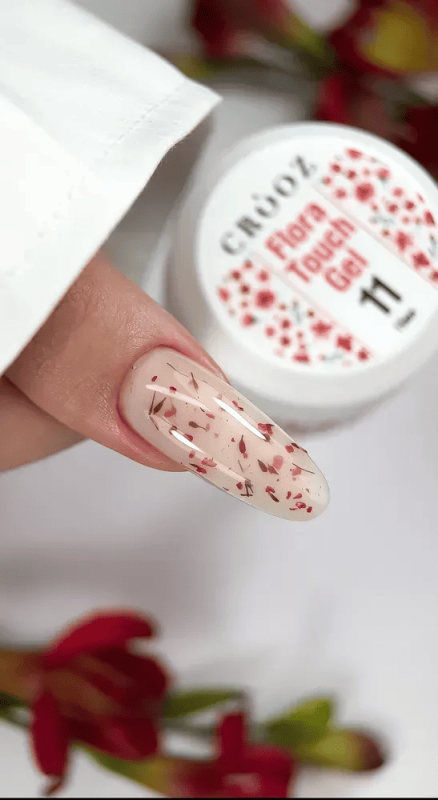 Гель Crooz Flora Touch Gel 11 молочно-розовый с сухоцветами 15мл