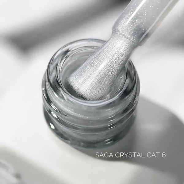 Гель-лак прозрачный кошачий глаз Saga Professional Crystal Cat 06, 10мл