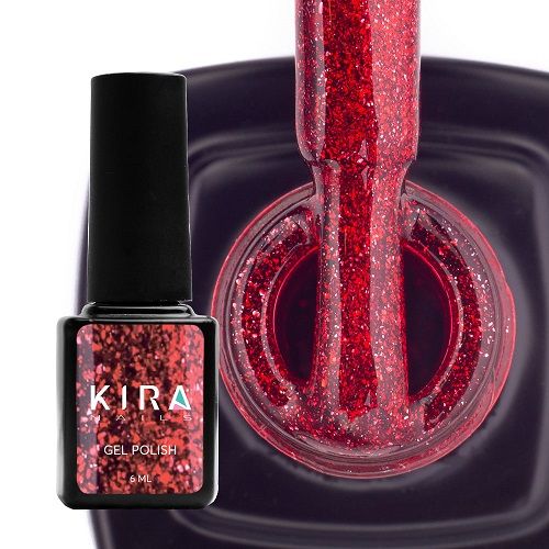 Гель-лак Kira Nails 24 Karat №008 (винный с блестками), 6 мл