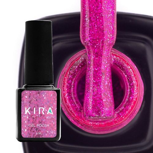 Гель-лак Kira Nails 24 Karat №009 (рожевий з блискітками), 6 мл