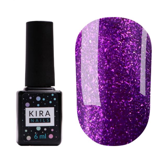 Гель-лак Kira Nails 24 Karat №011 (фиолетовый с блестками), 6 мл