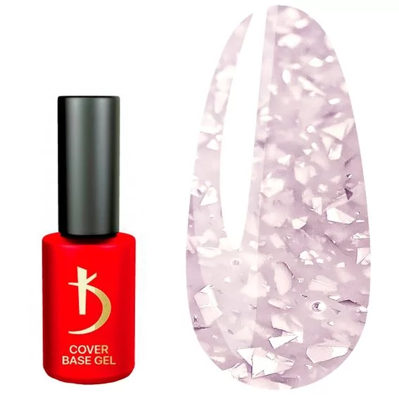Камуфлююче базове покриття Kodi Cover Base Gel Flake 01 молочно-рожевий із срібною поталлю 7 мл
