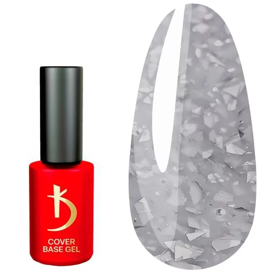 Камуфлююче базове покриття Kodi Cover Base Gel Flake 05 димчасто-сизий зі срібною поталлю 7 мл