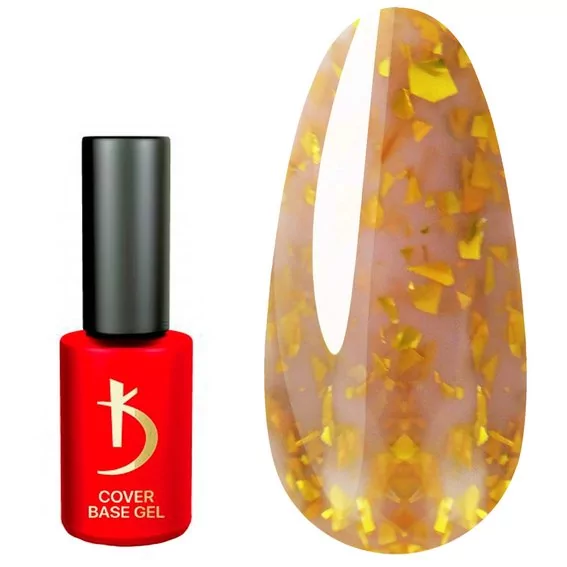 Камуфлююче базове покриття Kodi Cover Base Gel Flake 08 тілесний із золотою поталлю 7 мл