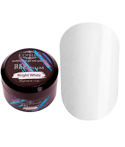 Белый гель для наращивания Komilfo Gel Premium Bright White 50 г