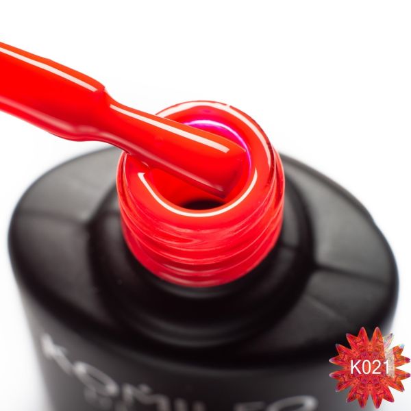 Гель-лак Komilfo Kaleidoscopic Collection K021 (яскравий кораловий, неоновий), 8 мл