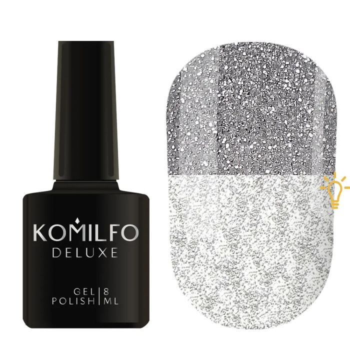 Гель-лак Komilfo Luminous Flash Collection L001 (серебристый светоотражающий), 8 мл