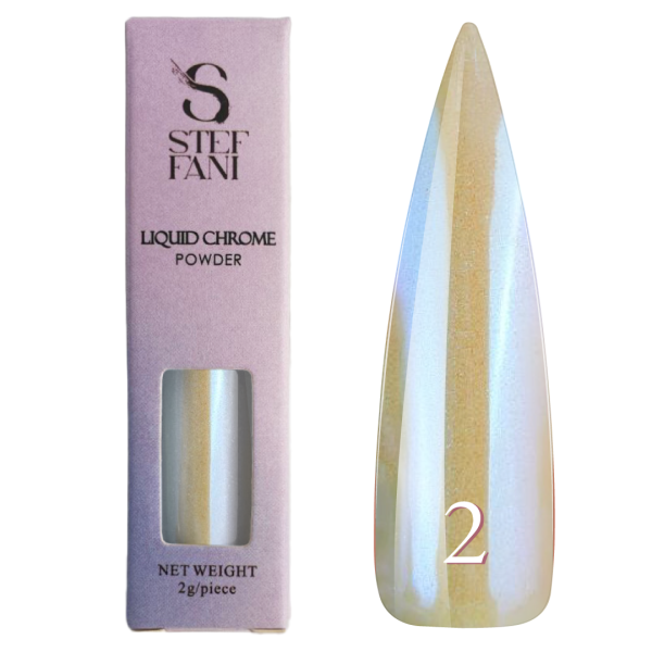 Рідка втирка для нігтів Steffani Liquid Chrome Powder 02, блакитна, 2 г