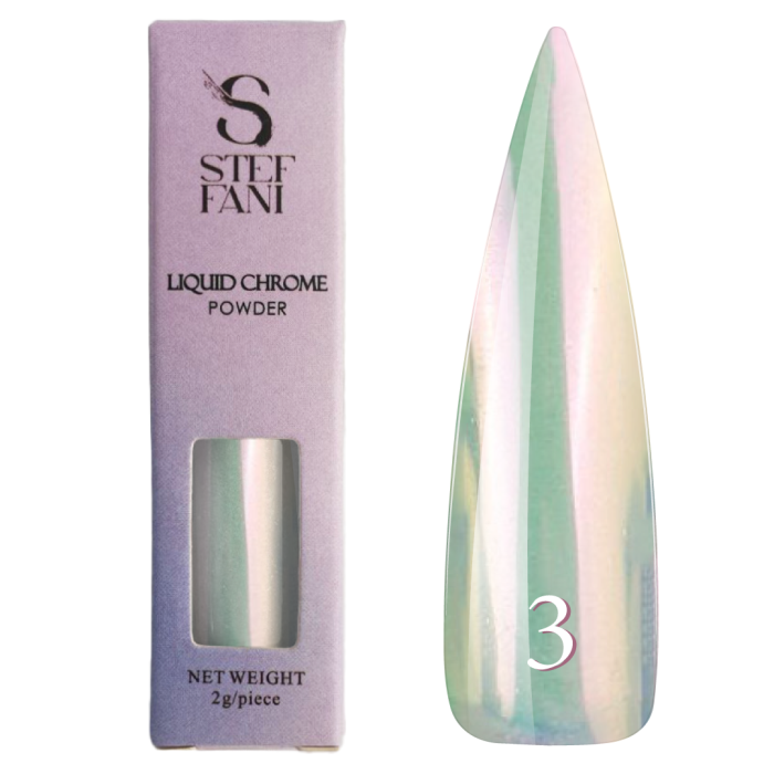 Рідка втирка для нігтів Steffani Liquid Chrome Powder 03, рожева, 2 г