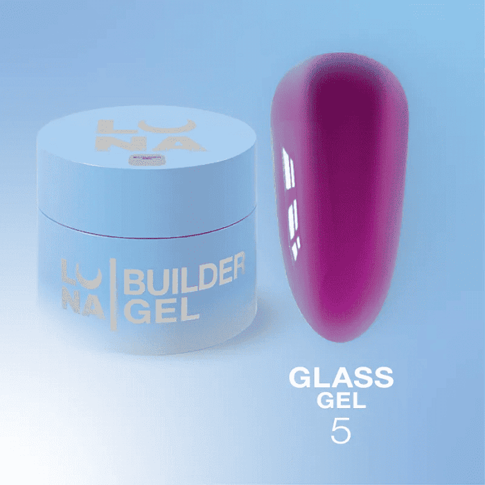 Вітражний гель для укріплення та нарощування нігтів Luna Glass Gel 05 малиновий 15 мл