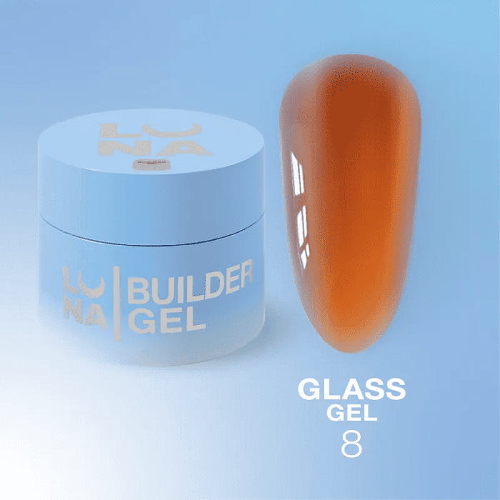 Витражный гель для укрепления и наращивания ногтей Luna Glass Gel 08 янтарный 15 мл