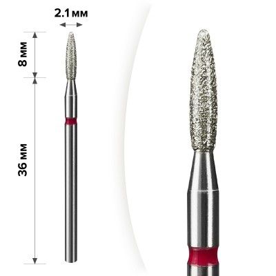 Алмазна насадка Mart М-052 Полум'я Тупе Red 2,1*8