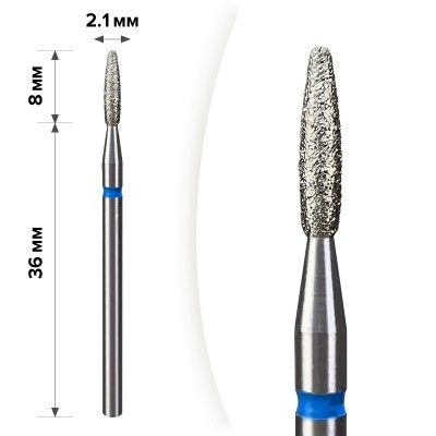Алмазна насадка Mart М-053 Полум'я Тупе Blue 2,1*8