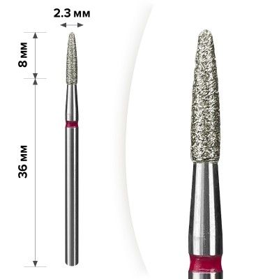 Алмазна насадка Mart М-054 Полум'я Тупе Red 2,3*8