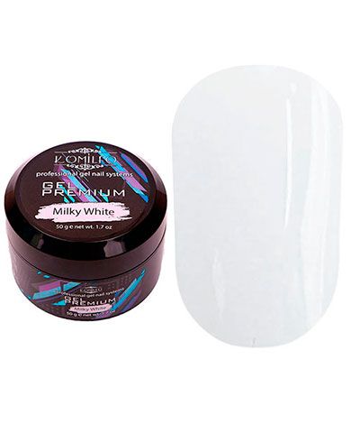 Гель для нарощування Komilfo Gel Premium Milky White (молочно-білий) 50 г