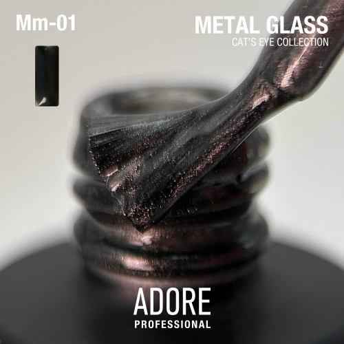 Гель-лак Adore кошачий глаз Metal Glass Mm-01 графитово-черный, 8мл