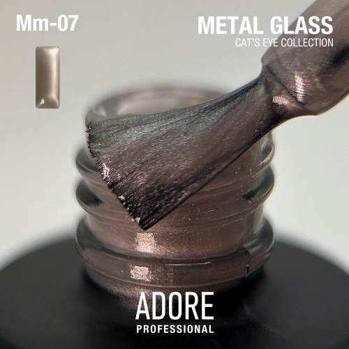 Гель-лак Adore кошачий глаз Metal Glass Mm-07 серо-бежевый, 8мл