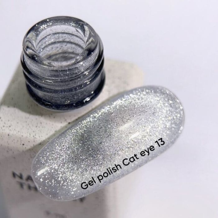 Гель-лак  NailsOfTheDay  Cat Eye 13  срібне котяче око на прозорій основі, 6 мл