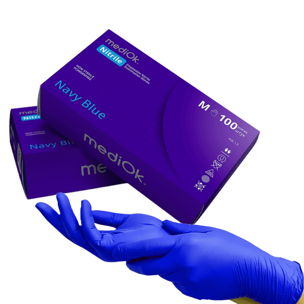 Нитриловые перчатки MediOk Navy Blue темно-синие