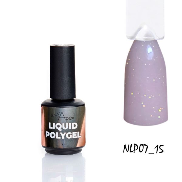 Жидкий полигель Nailapex Liquid Polygel #7 бежевый с мелким шимером, 15г