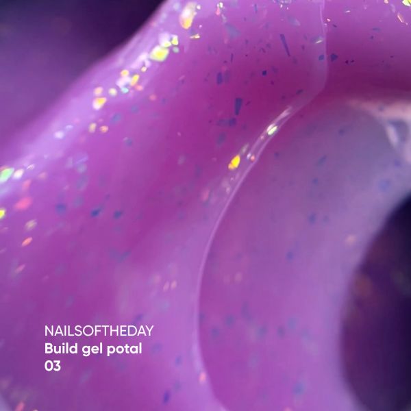 Розовый строительный гель с поталью NAILSOFTHEDAY Build gel Potal 03 15мл