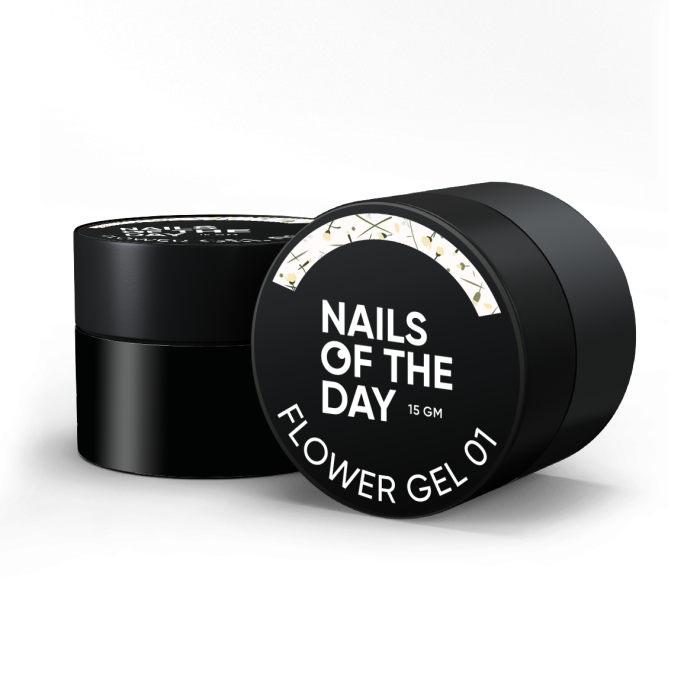 Прозорий будівельний гель з сухими квіточками NAILSOFTHEDAY Build gel Flower 01 15мл
