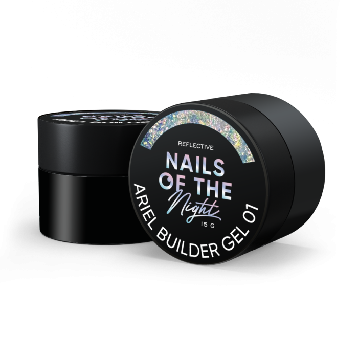 Будівельний гель з різнокольоровими пластівцями юкі NAILSOFTHENIGHT Ariel gel 01  15г