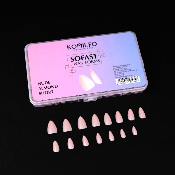 Гелеві тіпси натурального кольору Komilfo SoFast Nail Froms Nude Almond Short 300 шт