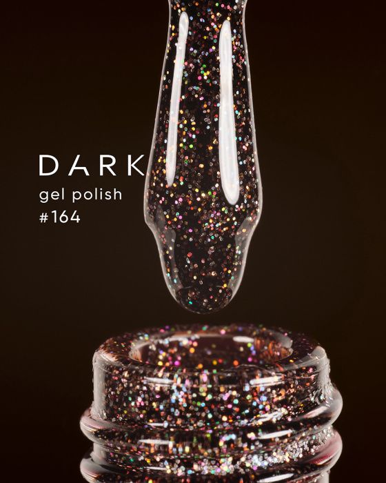 Гель-лак Dark 164 коричневий з різнокольоровим шиммером