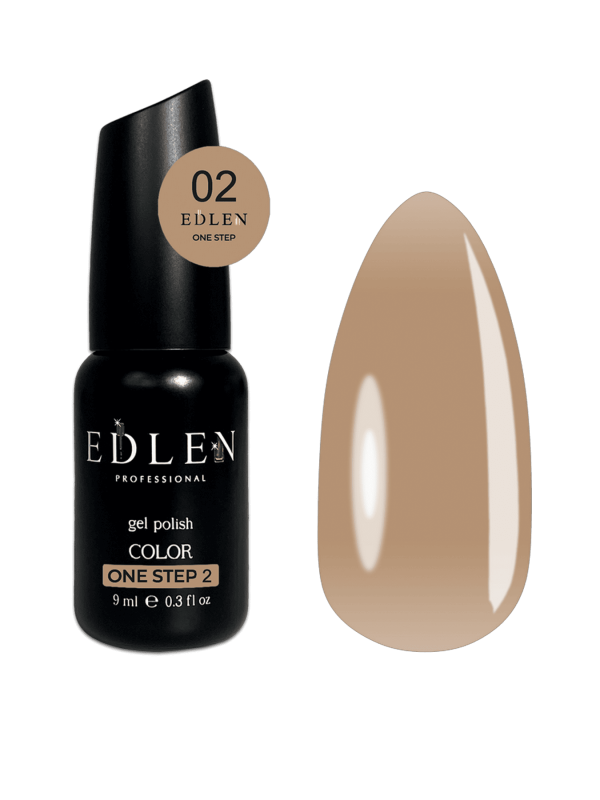 Однофазний гель-лак Edlen One Step 02 карамельно-бежевий, 9мл