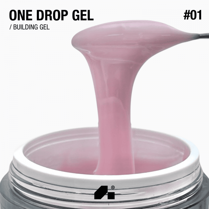 Гель для нігтів Adore One Drop Gel 01 Pink Kiss холодний рожевий, 30г