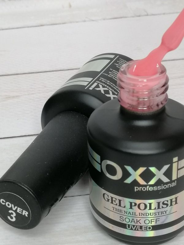 OXXI Cover Base №3 камуфлююча база-коректор для гель-лаку (молочно-рожевий)