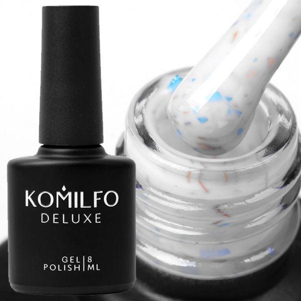 База Komilfo Potal Base P008 (молочна з блакитно-золотою поталлю), 8 мл