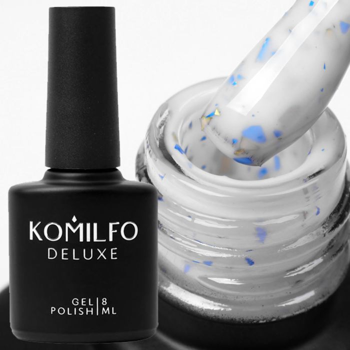 База Komilfo Potal Base P009 (молочна з синьою і золотою поталлю), 8 мл