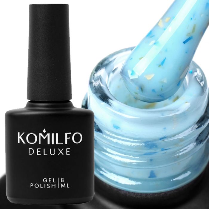 База Komilfo Potal Base P010 (блакитна з синьою і золотою поталлю), 8 мл
