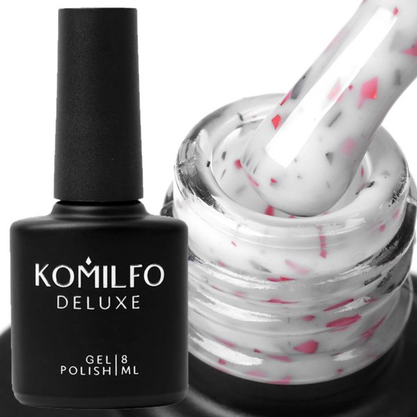 База Komilfo Potal Base P018 (белая с розовой и черной поталью), 8 мл