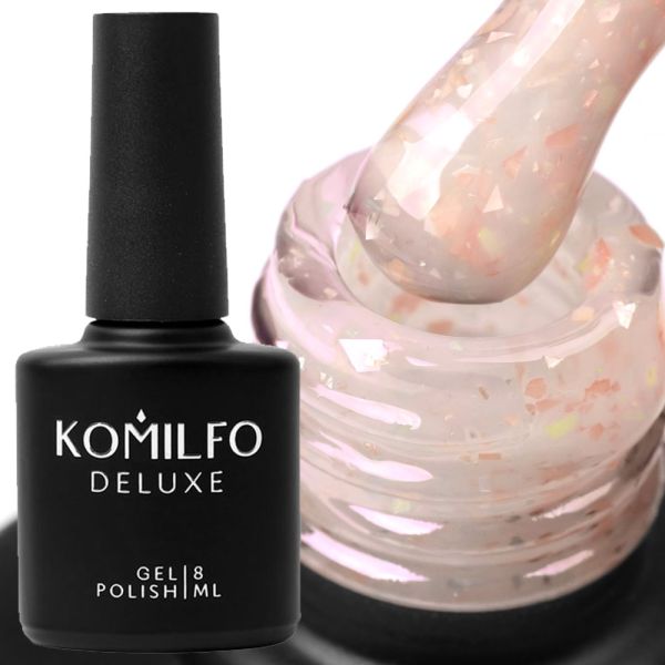 База Komilfo Potal Base P021 (бежево-персиковая с розовой и золотой поталью), 8 мл