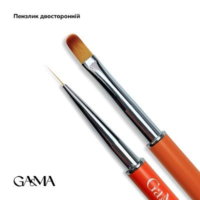 Пензлик GA&MA ОРАНЖЕВИЙ двосторонній (лайнер + плоский овальний)