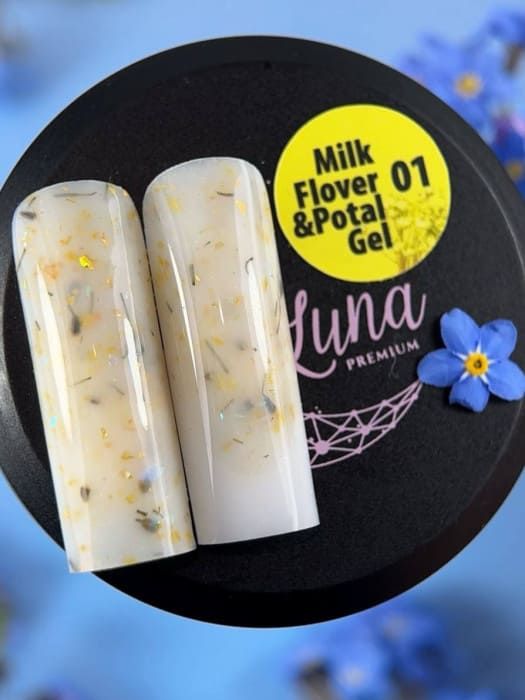 Гель Miss Luna з поталью і сухоцвітами Milk Flower & Potal Gel 01