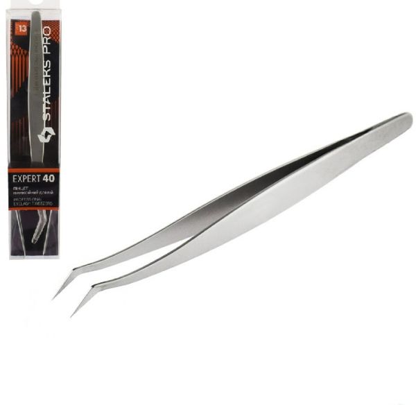 Пинцет для наращивания ресниц Staleks PRO Expert TE-40/13, изогнутый, 12 см