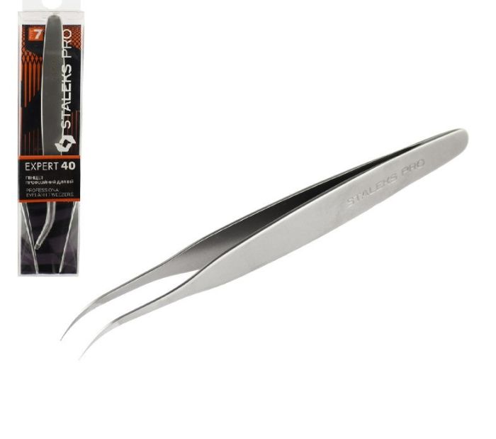 Пинцет для наращивания ресниц Staleks PRO Expert TE-40/7, изогнутый, 11 см (полумесяц)