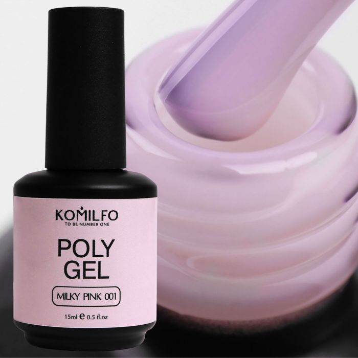 Рідкий полігель Komilfo PolyGel 001 Milky Pink, 15 мл