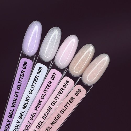 Рідкий полігель Komilfo PolyGel 005 Nude Glitter, 15 мл (з шиммером)