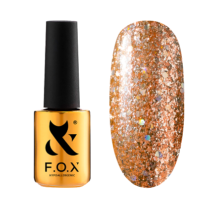 Гель-лак F.O.X Radiance 003 розовое золото со слюдой, шестигранниками и мелкими блестками разных оттенков, 7 мл