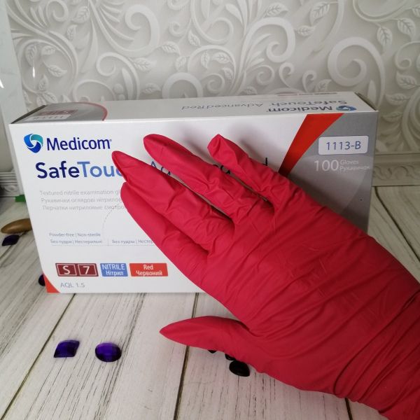 Перчатки нитриловые красные Medicom SafeTouch® Advanced™ Red (4 г)