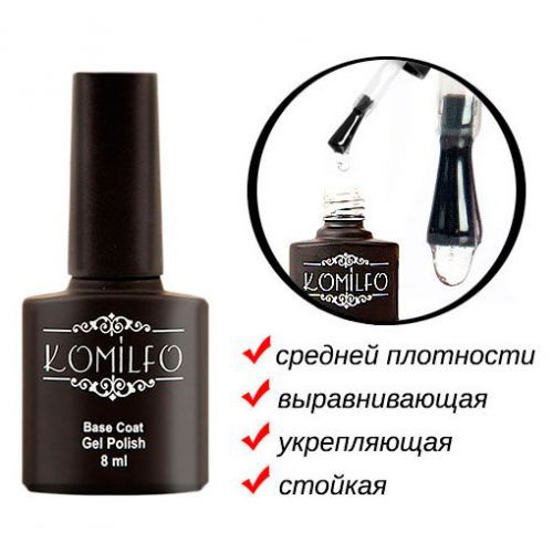 База Komilfo Rubber Base Coat  каучуковая база для гель-лака, 8 мл